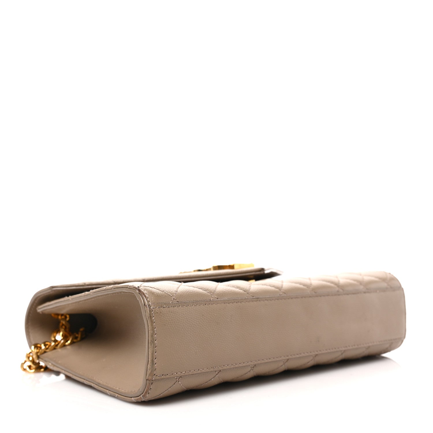 Saint Laurent Grain De Poudre Textured Mixed Matelasse Medium Triquilt Monogram Satchel Dark Latte 4 of 9