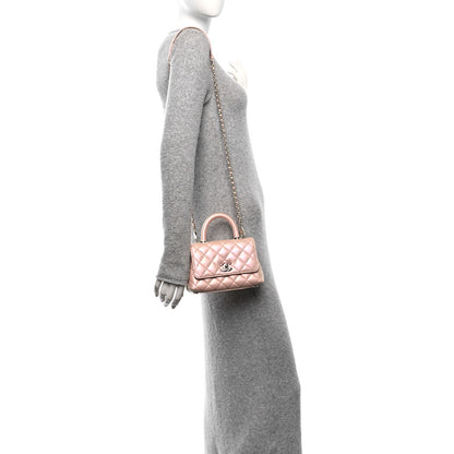 Chanel Iridescent Caviar Quilted Extra Mini Coco Handle Flap Light Pink 3 of 11