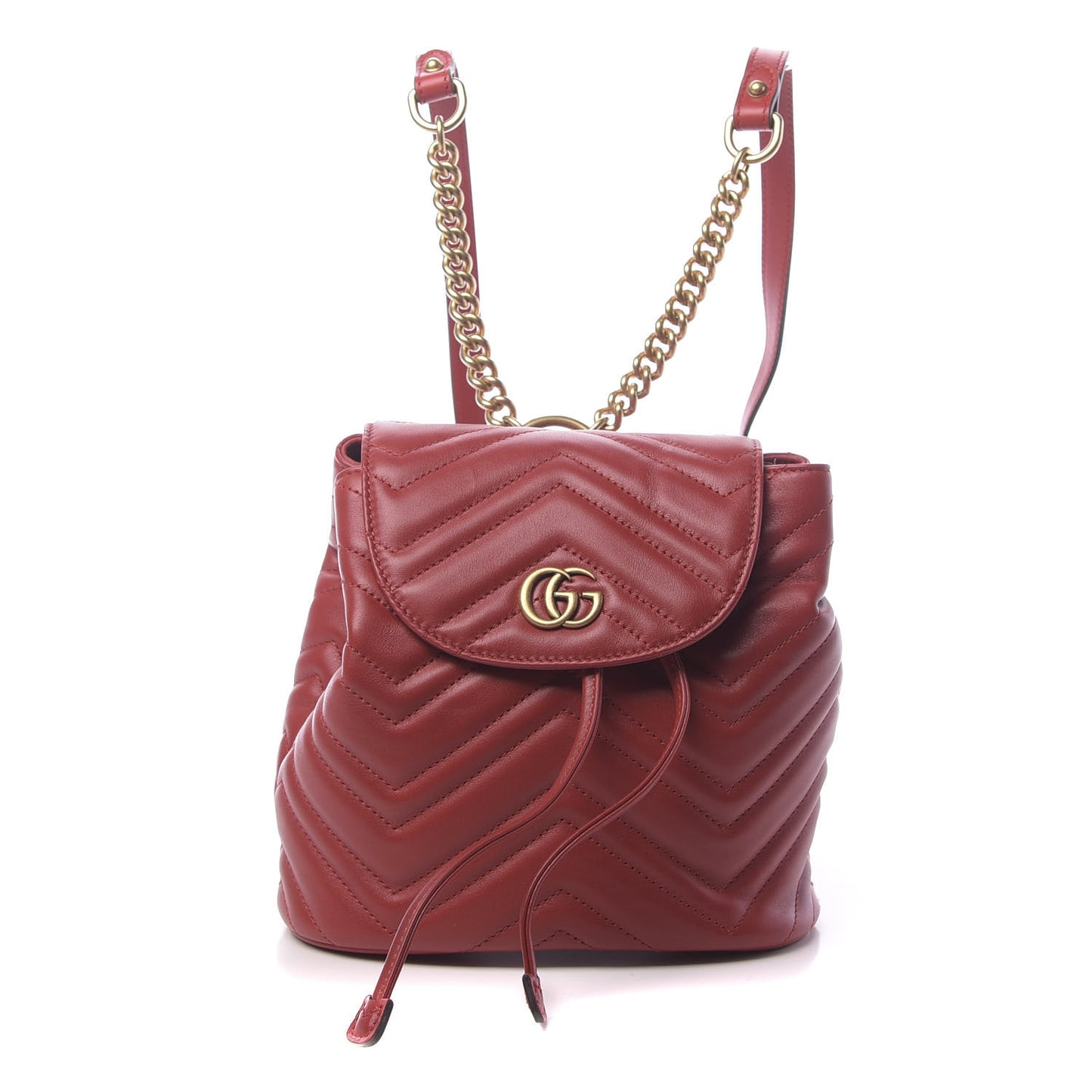 Calfskin Matelasse GG Marmont Flap Backpack Hibiscus Red