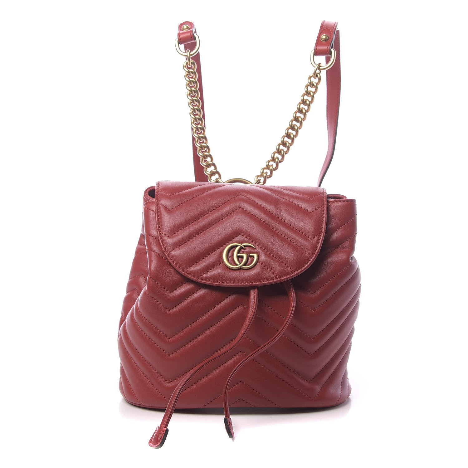 Gucci Calfskin Matelasse GG Marmont Flap Backpack Hibiscus Red 1 of 9