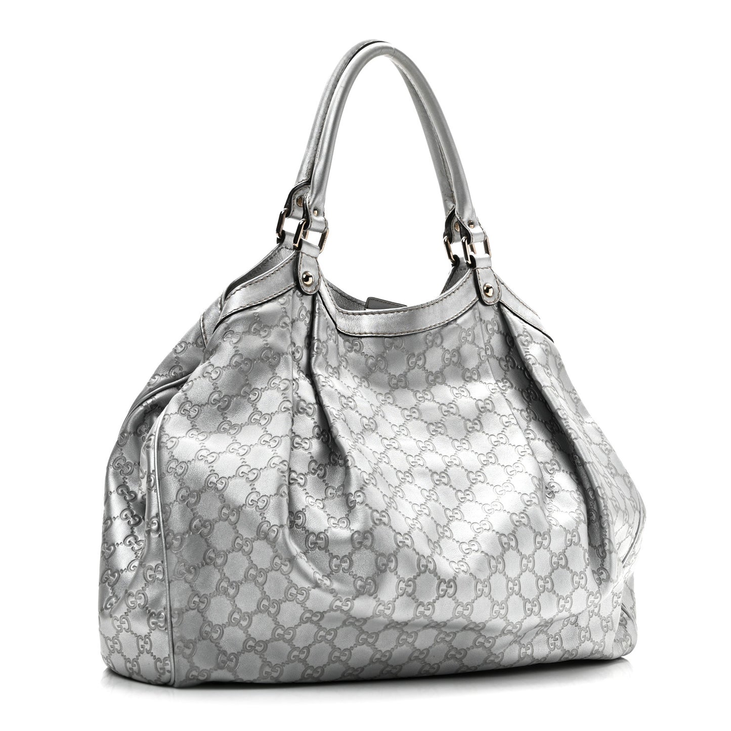 Guccissima Large Sukey Tote Silver