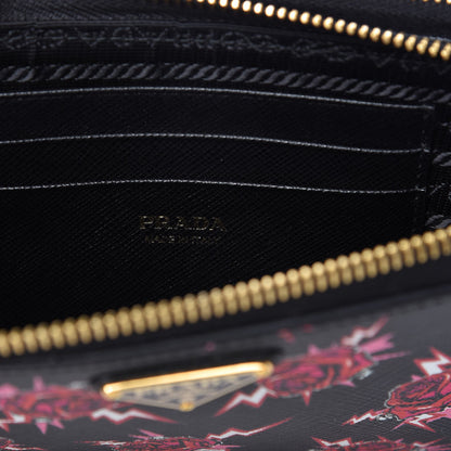 Prada X UNIVERSAL STUDIOS Saffiano Frankenstein Rose Mini Double Zip Chain Crossbody Bag Lacca 8 of 11