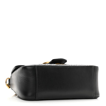 Gucci Calfskin Matelasse Mini GG Marmont Top Handle Shoulder Bag Black 4 of 11