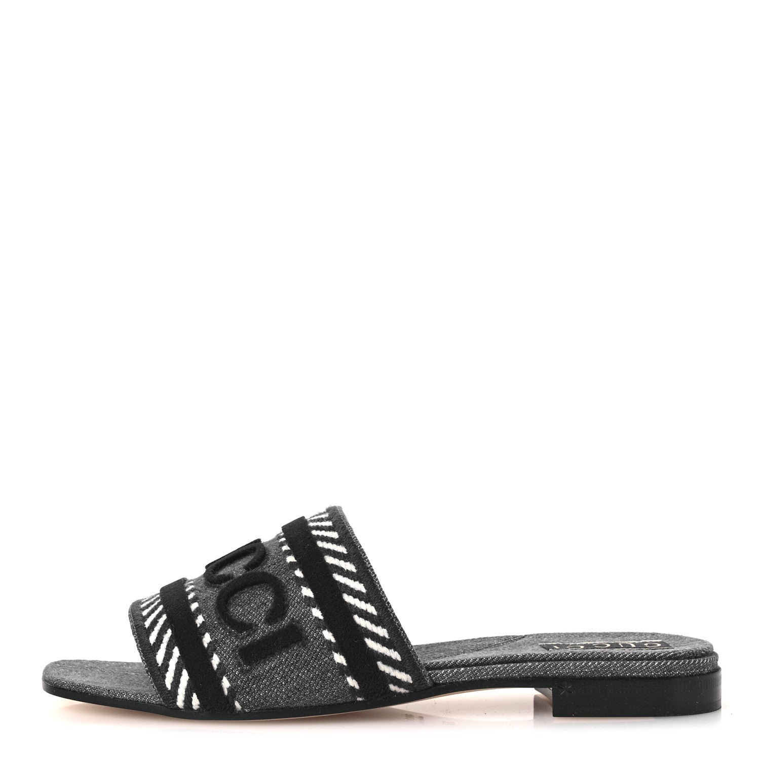 Gucci Plain Spain Denim Logo Slide Sandals 37 Light Blue 1 of 11