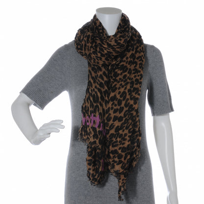 Louis Vuitton Cashmere Silk Leopard Stole Brown 4 of 7