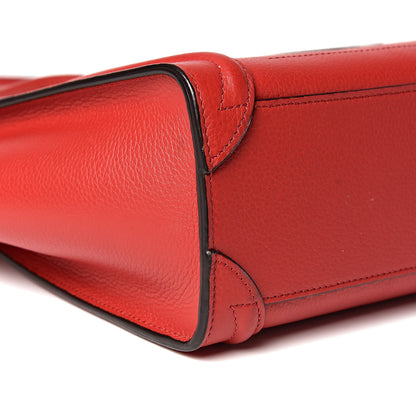 Celine Drummed Calfskin Nano Luggage Red 8 of 11