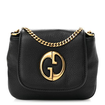 Gucci Pebbled Calfskin Small 1973 Chain Shoulder Bag Black 1 of 11