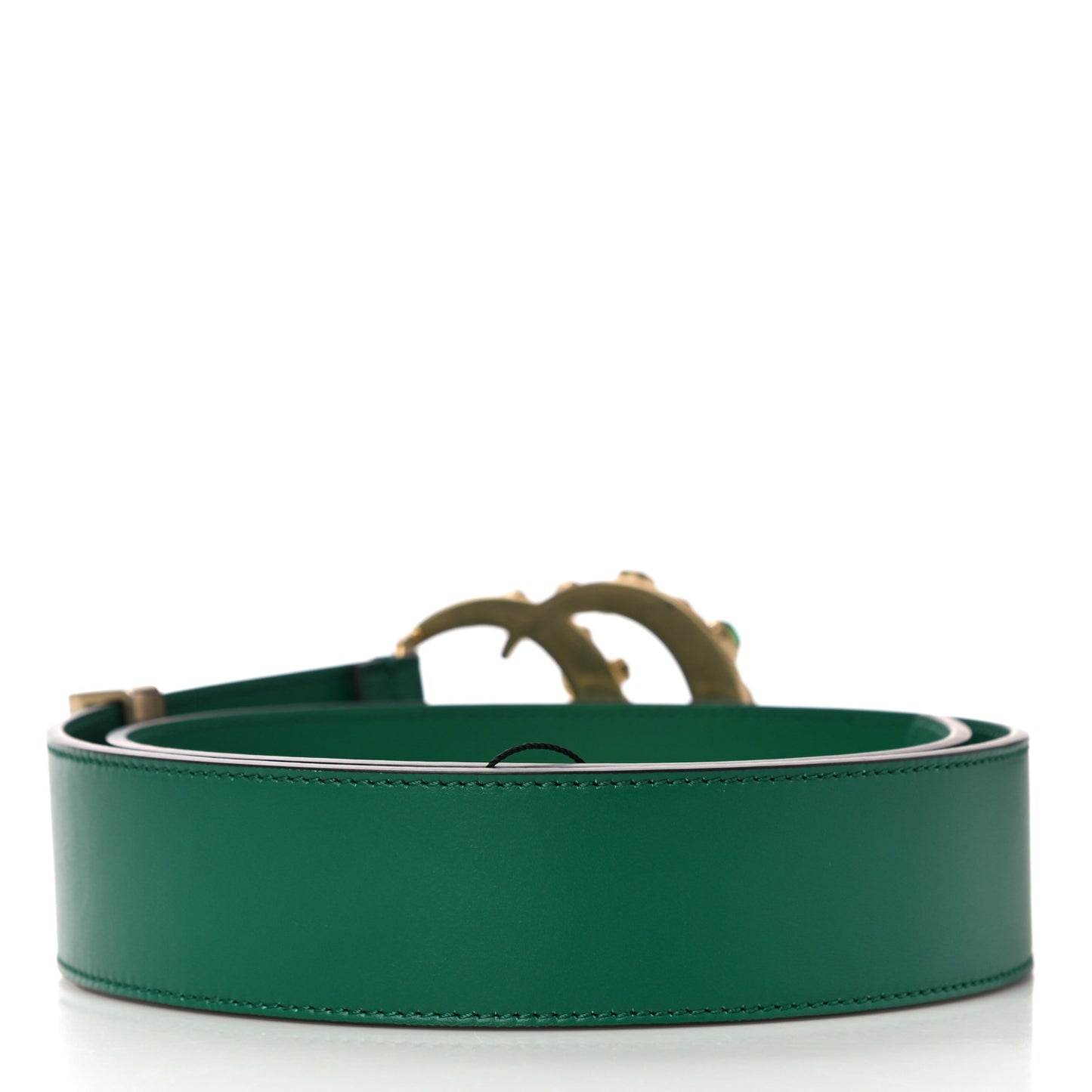 Calfskin Ceramic Glass Double G 40mm Belt 80 32 Emerald Multicolor