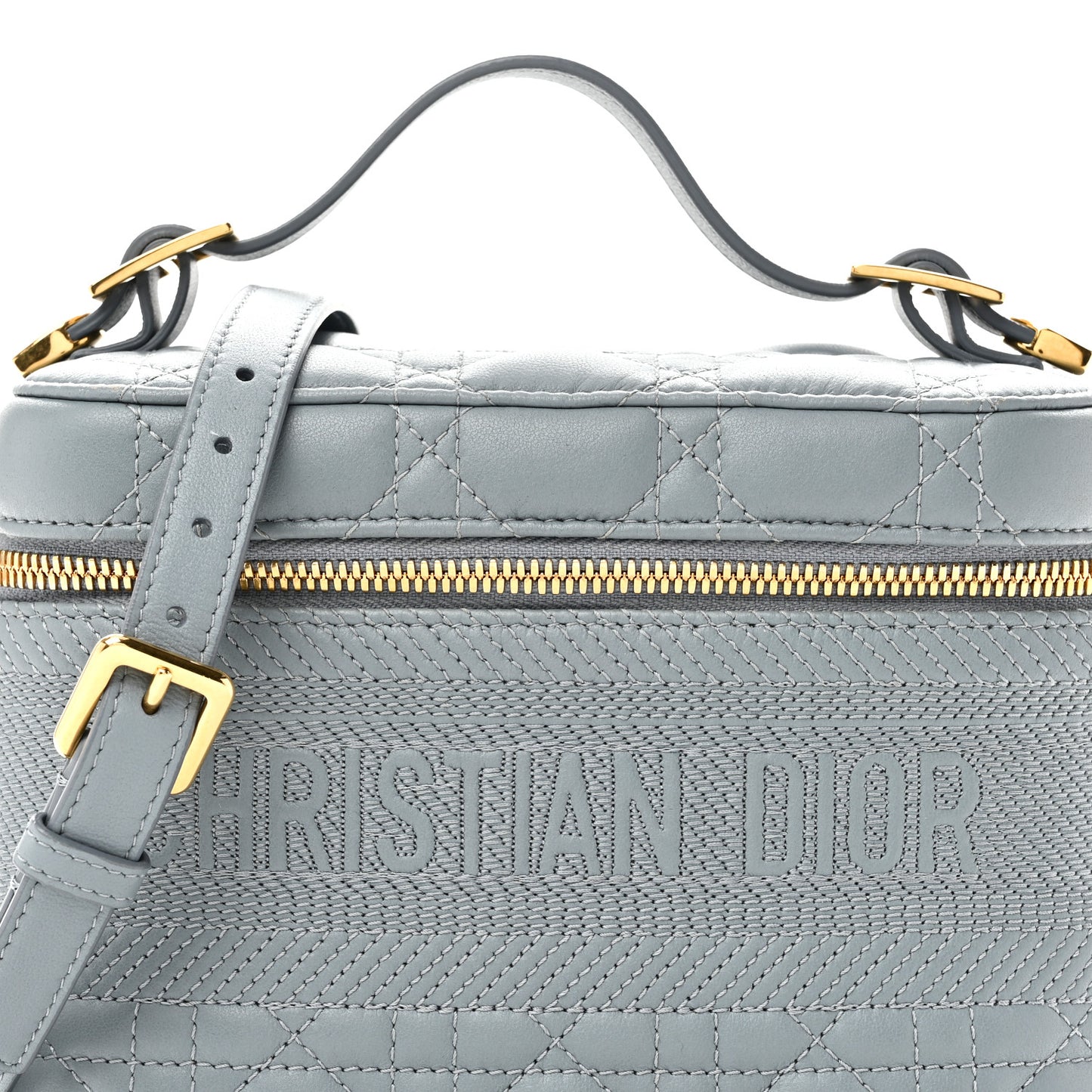 Lambskin Cannage Small Diortravel Vanity Case Cloud Blue