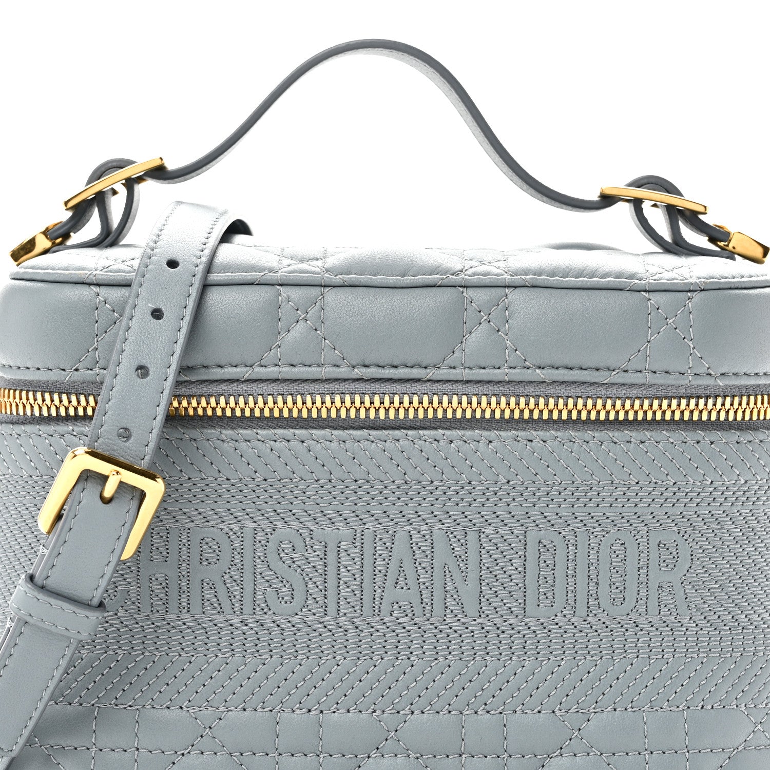 Christian Dior Lambskin Cannage Small Diortravel Vanity Case Cloud Blue 7 of 10