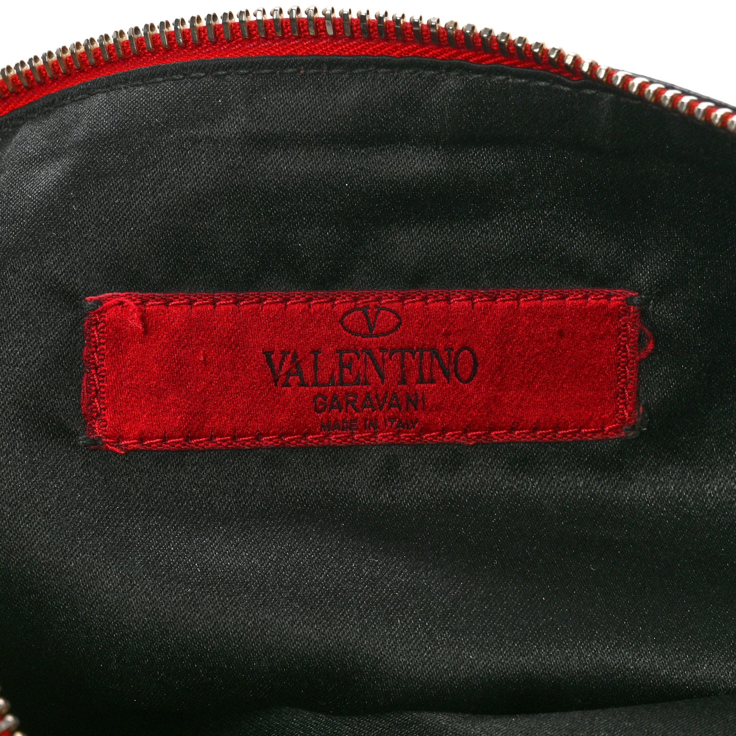 Vitello Large Rockstud Zip Pouch Red