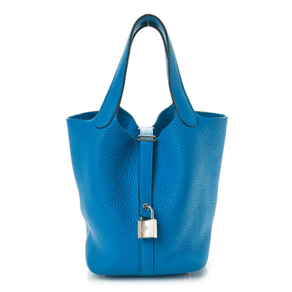 Hermes Taurillon Clemence Picotin Lock 18 PM Bleu Frida 1 of 9
