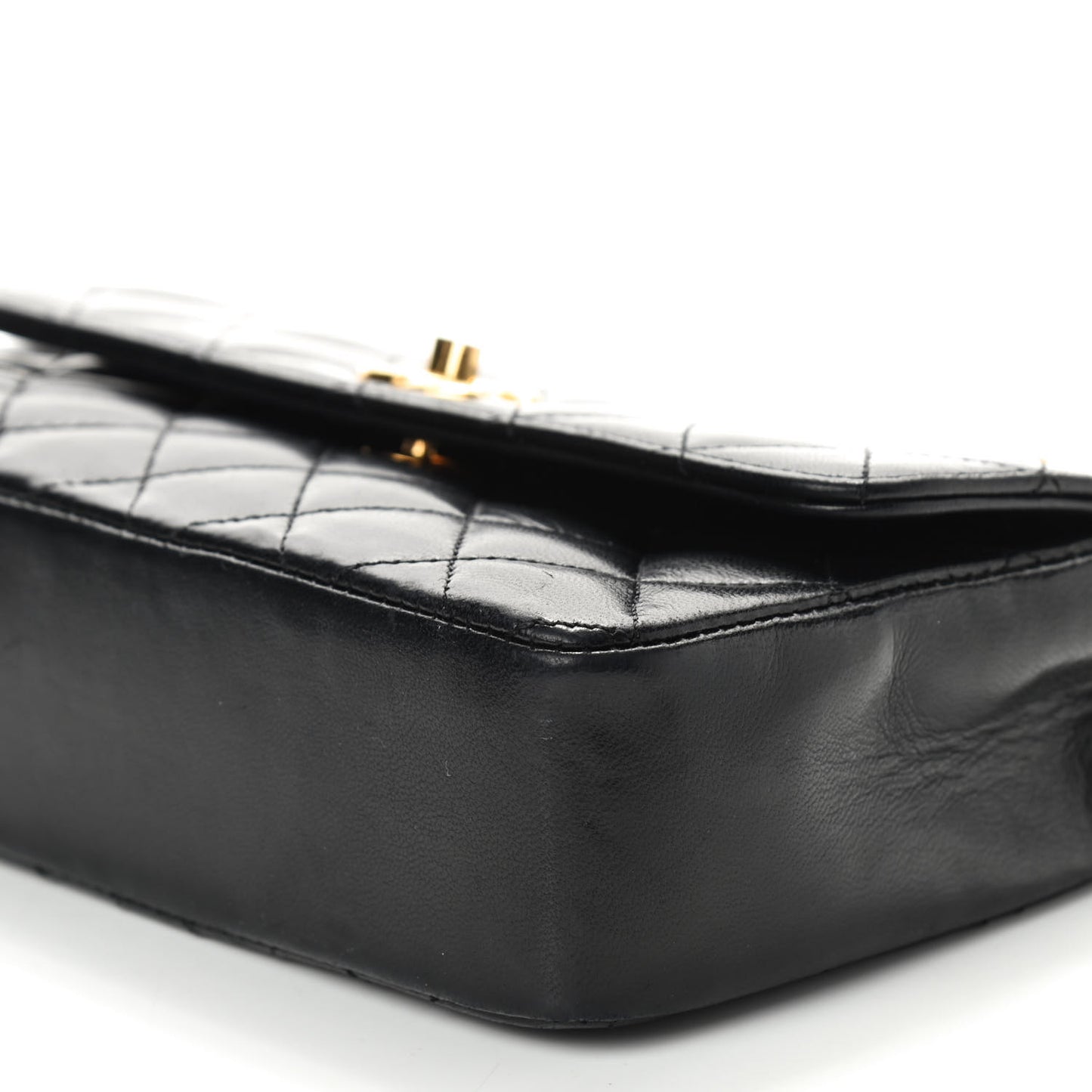 Lambskin Quilted Mini Rectangular Flap Black