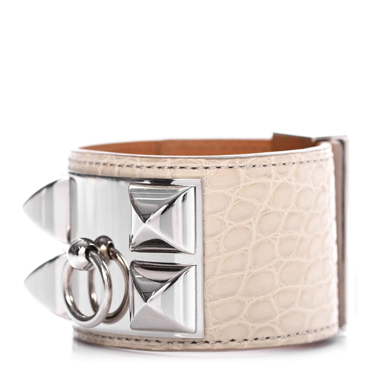 Hermes Matte Alligator Collier de Chien CDC Bracelet S Beton 1 of 6