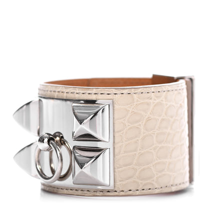Hermes Matte Alligator Collier de Chien CDC Bracelet S Beton 1 of 6