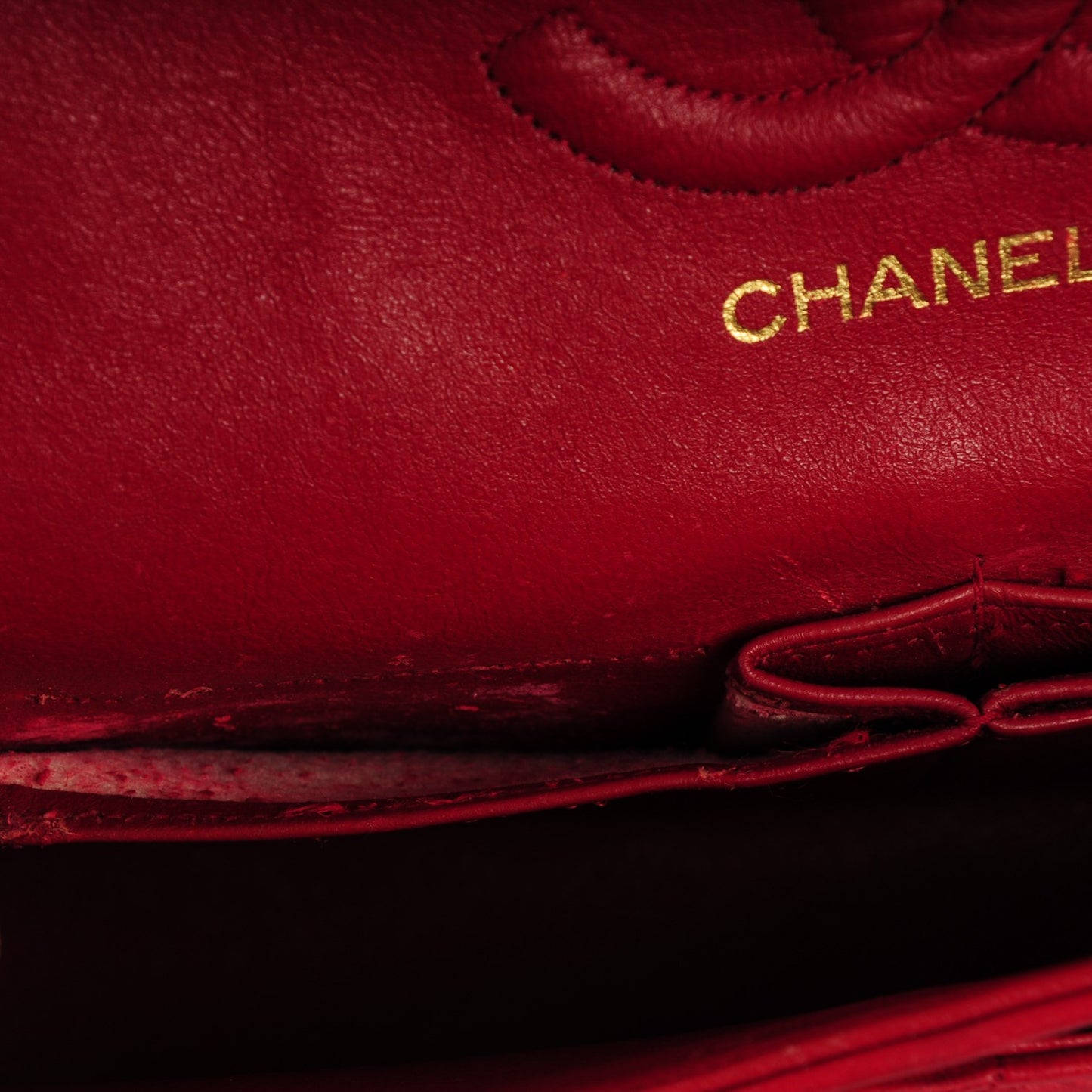 Lambskin Quilted Medium Double Flap Red