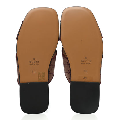 Gucci Canvas GG Monogram Mens Criss Cross Slide Sandals 8.5 Sahara Rubino Chardonnay 5 of 8