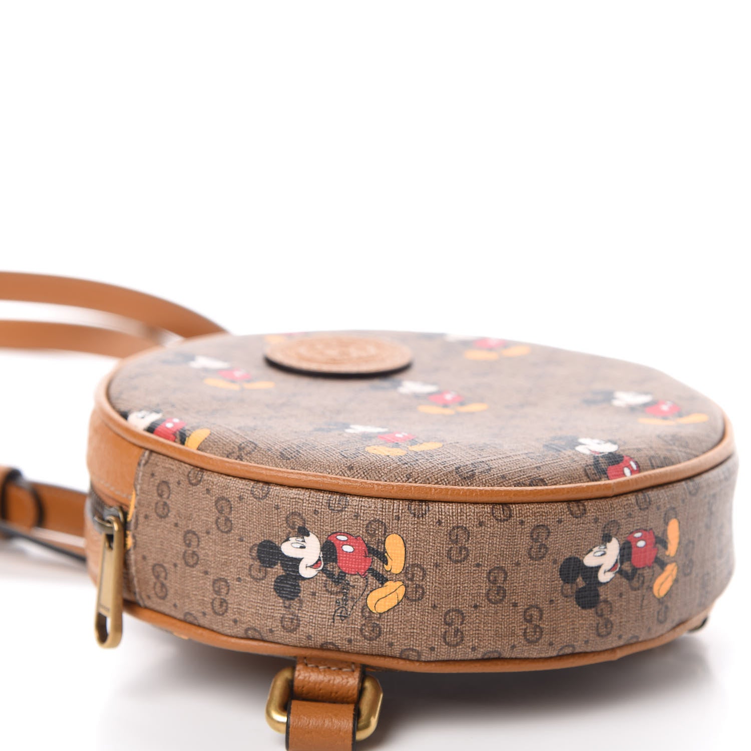 Gucci X DISNEY Mini Vintage GG Supreme Monogram Mickey Mouse Round Backpack Beige Vintage Sun Oil 6 of 8