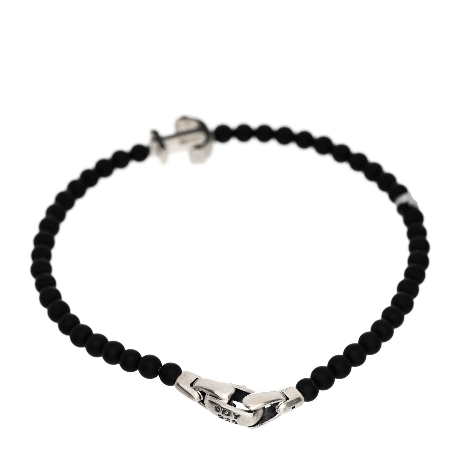 David Yurman Sterling Silver Black Onyx Spiritual Beads Anchor Bracelet 2 of 3