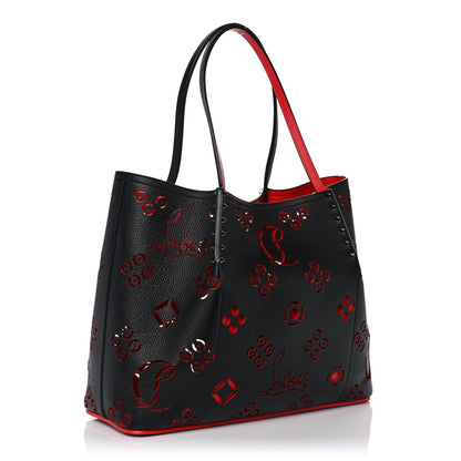 Christian Louboutin Calfskin Loubinthesky Large Perforated Cabarock Spikes Tote Black 3 of 9