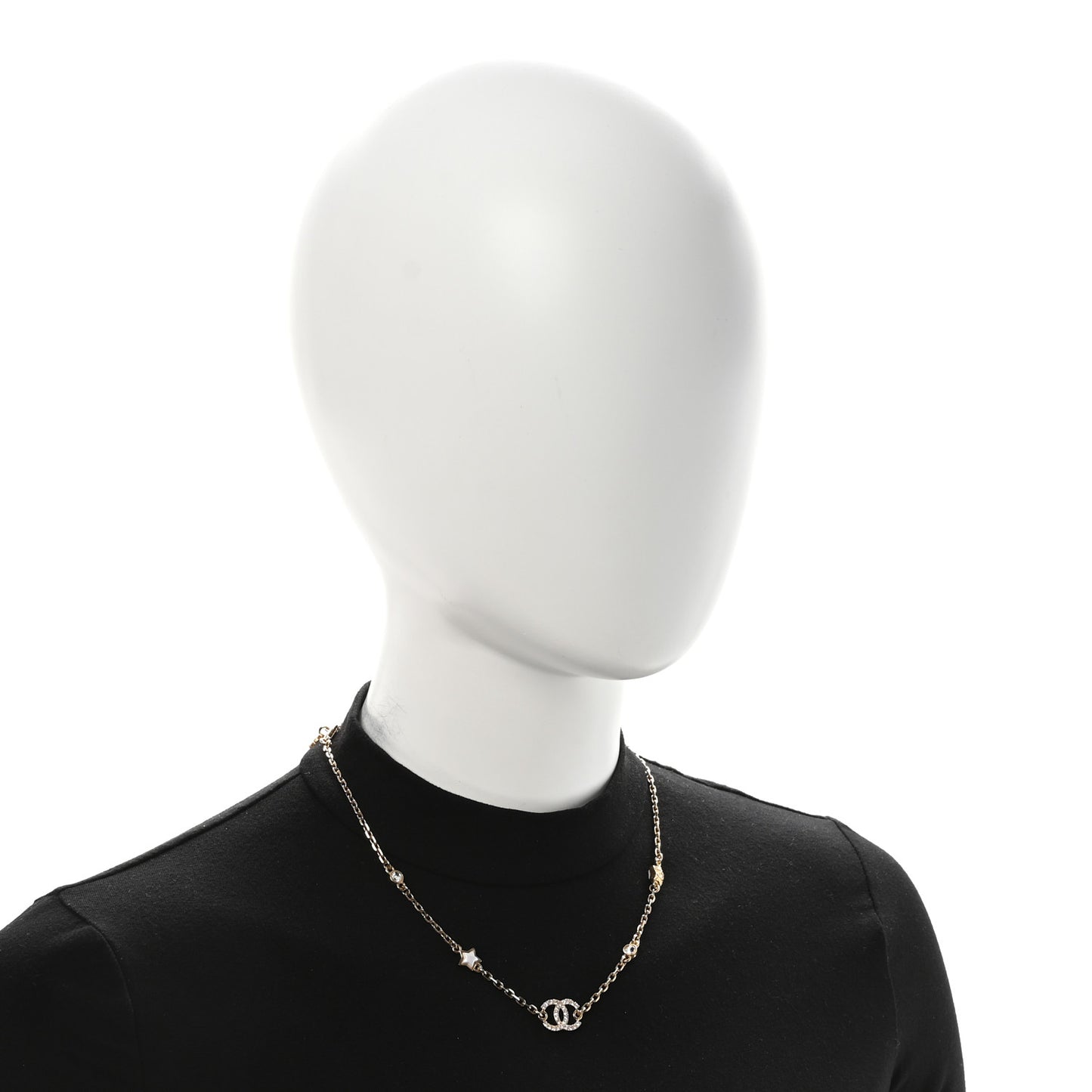 Metal Crystal CC Star Necklace Gold