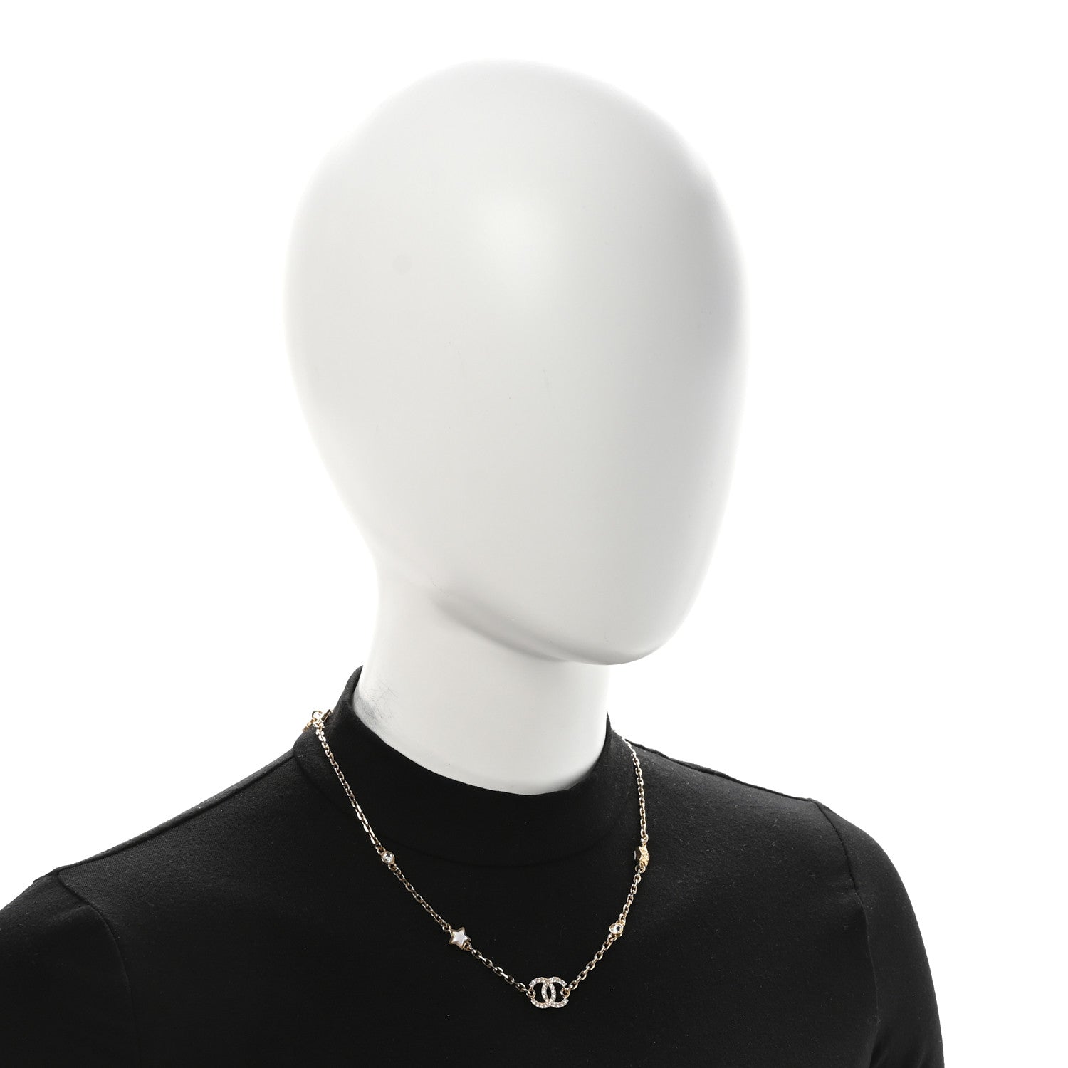 Chanel Metal Crystal CC Star Necklace Gold 2 of 7