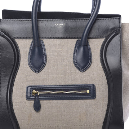 Celine Natural Canvas Smooth Calfskin Mini Luggage Cream 10 of 13