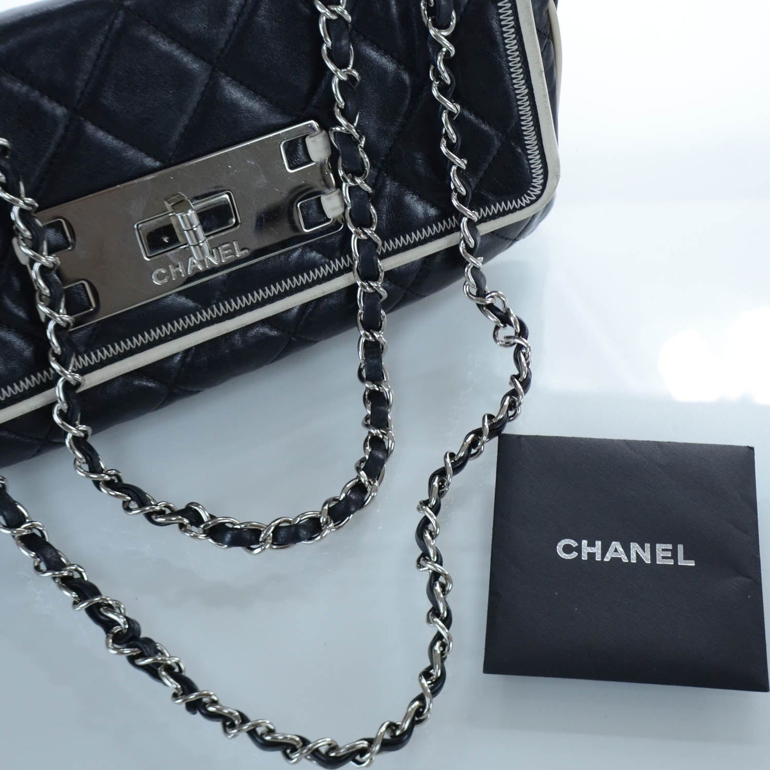 Chanel Lambskin Quilted East West Flap Navy 11 of 11