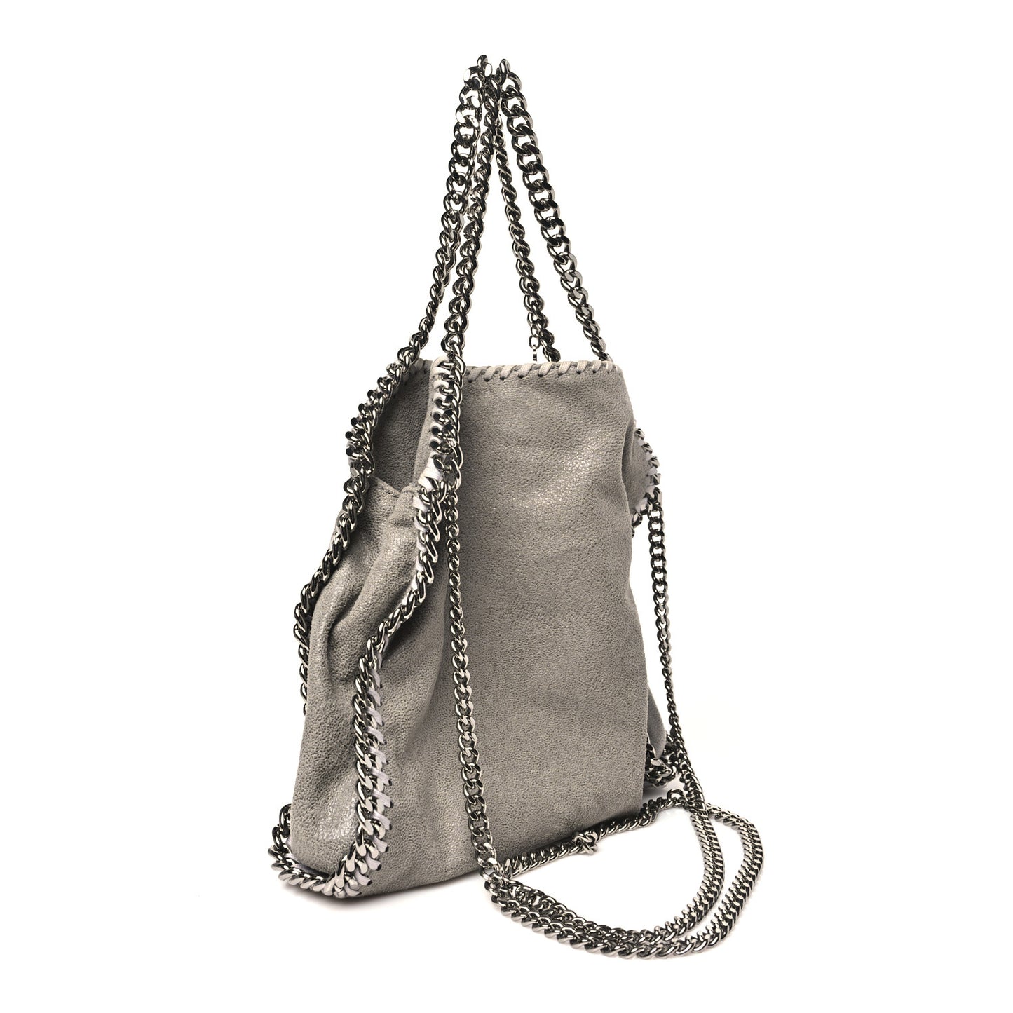 Shaggy Deer Mini Falabella Fold Over Tote Light Grey