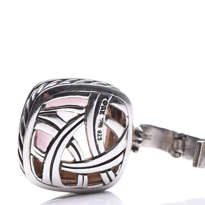 David Yurman Sterling Silver Pave Diamond Rose Quartz 14mm Albion Enhancer Pendant 5 of 7