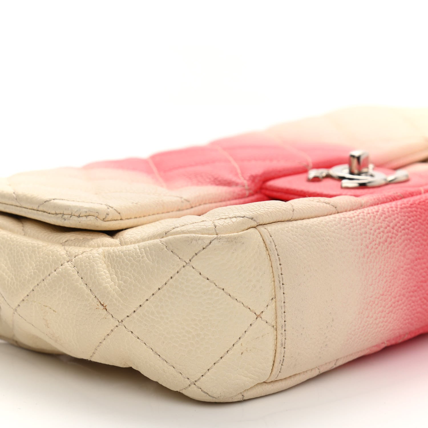 Chanel Caviar Quilted Ombre Medium Single Flap White Rose Pink 9 of 13