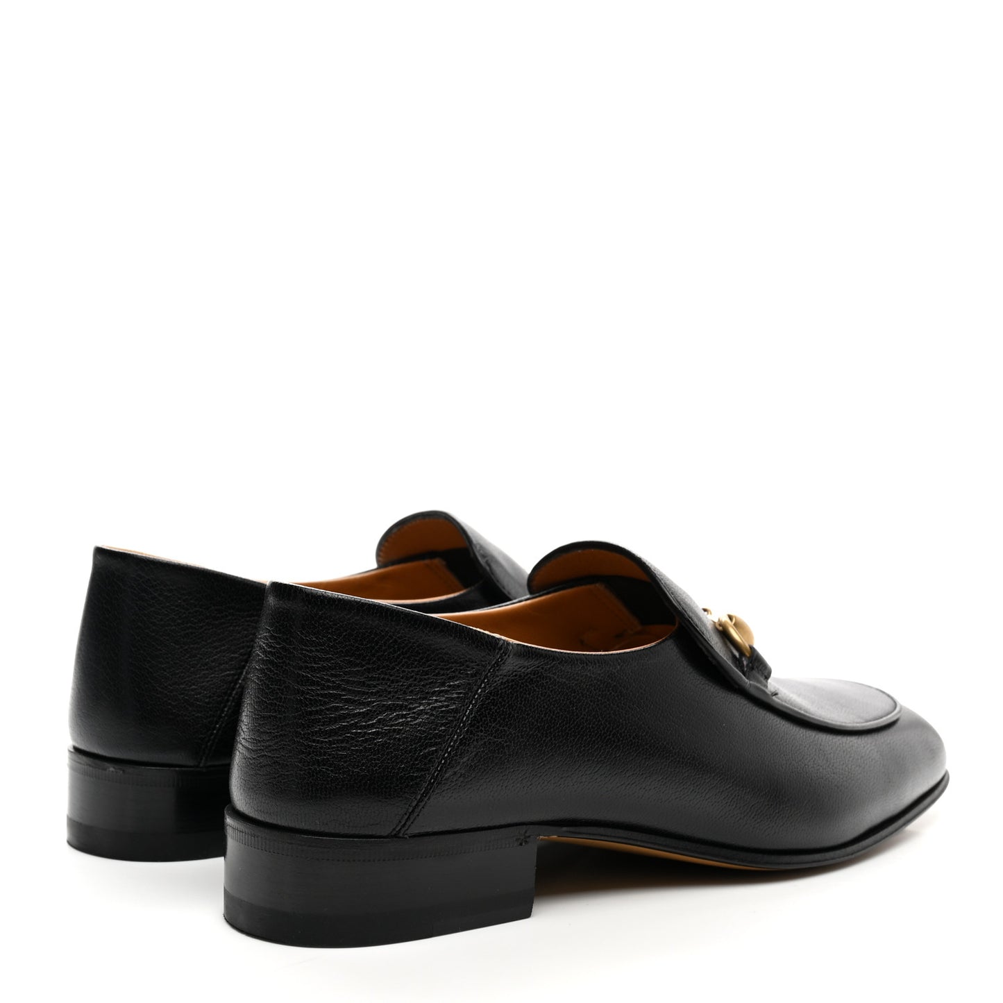 Goatskin Womens Horsebit Mid-Heel Loafers 37.5 Black