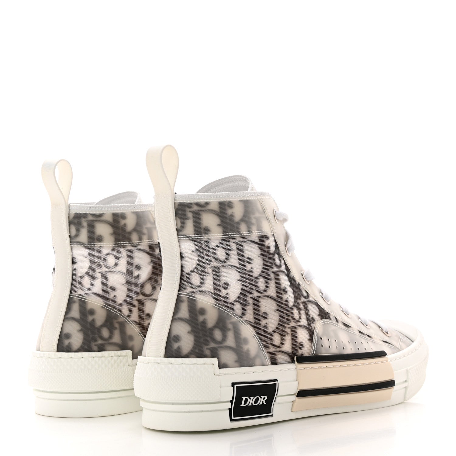 Christian Dior Technical Canvas Oblique B23 High Top Sneakers 40 White Black 4 of 10