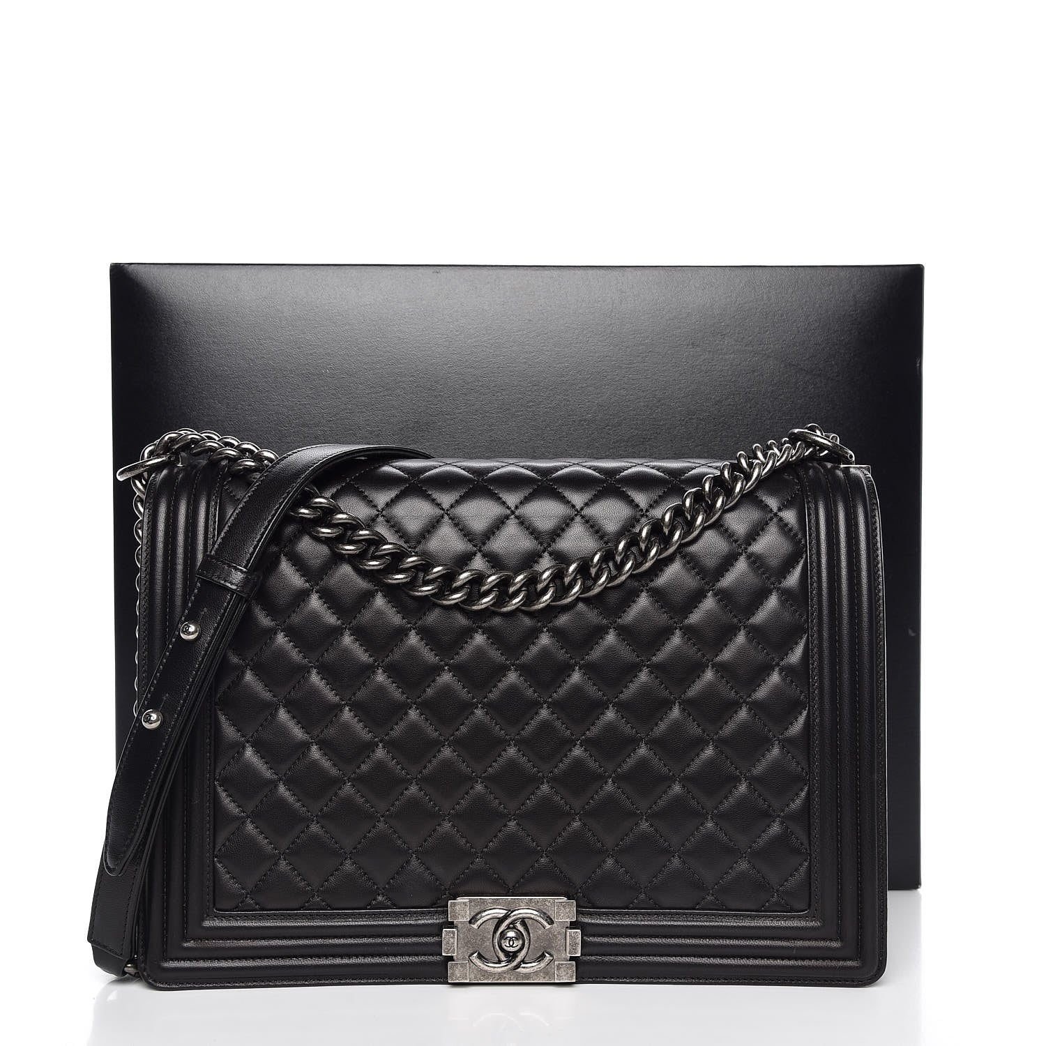Chanel Lambskin Quilted Large Boy Flap Black 10 of 10