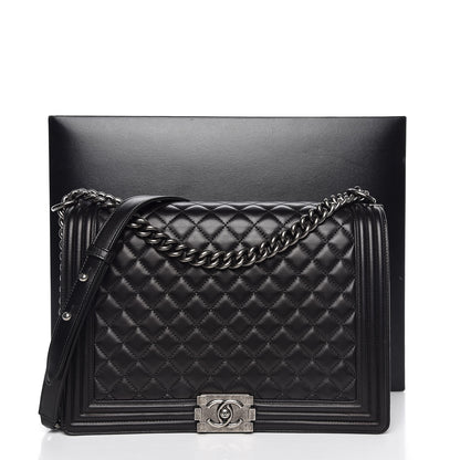 Chanel Lambskin Quilted Large Boy Flap Black 10 of 10
