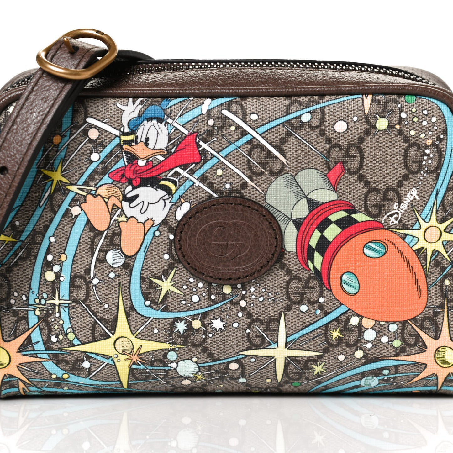 X DISNEY GG Supreme Monogram Donald Duck Interlocking G Shoulder Bag Beige Multicolor New Acero