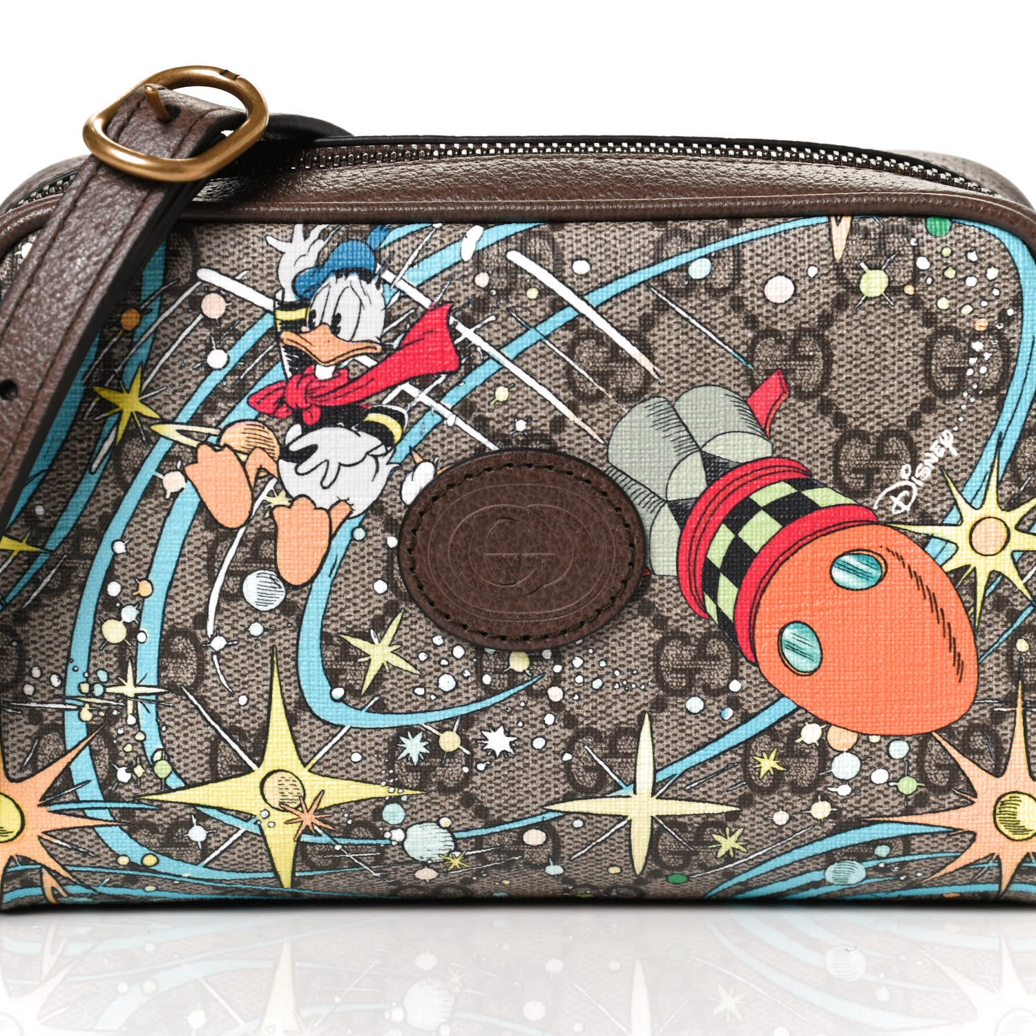 Gucci X DISNEY GG Supreme Monogram Donald Duck Interlocking G Shoulder Bag Beige Multicolor New Acero 8 of 12
