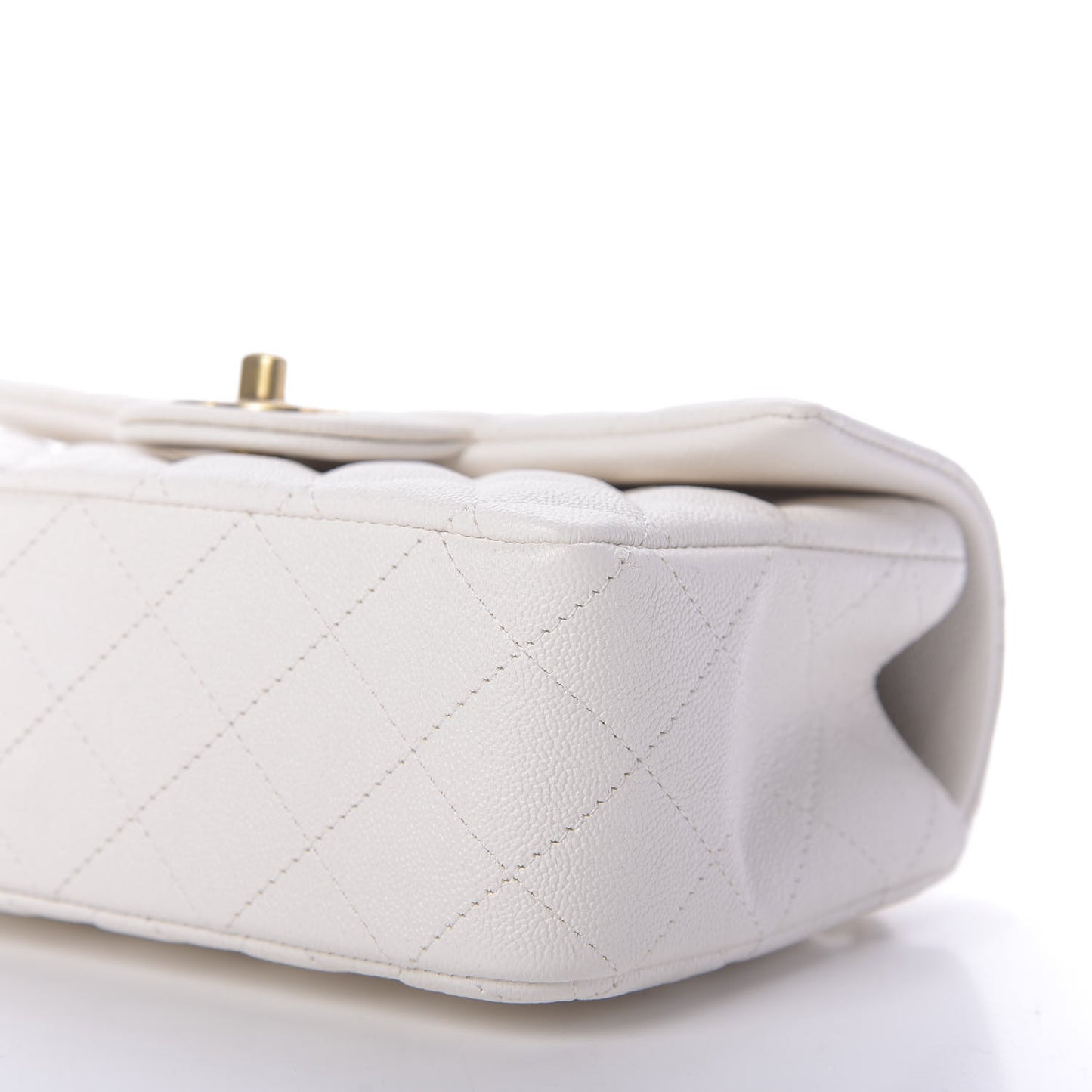 Caviar Quilted Mini Top Handle Rectangular Flap White