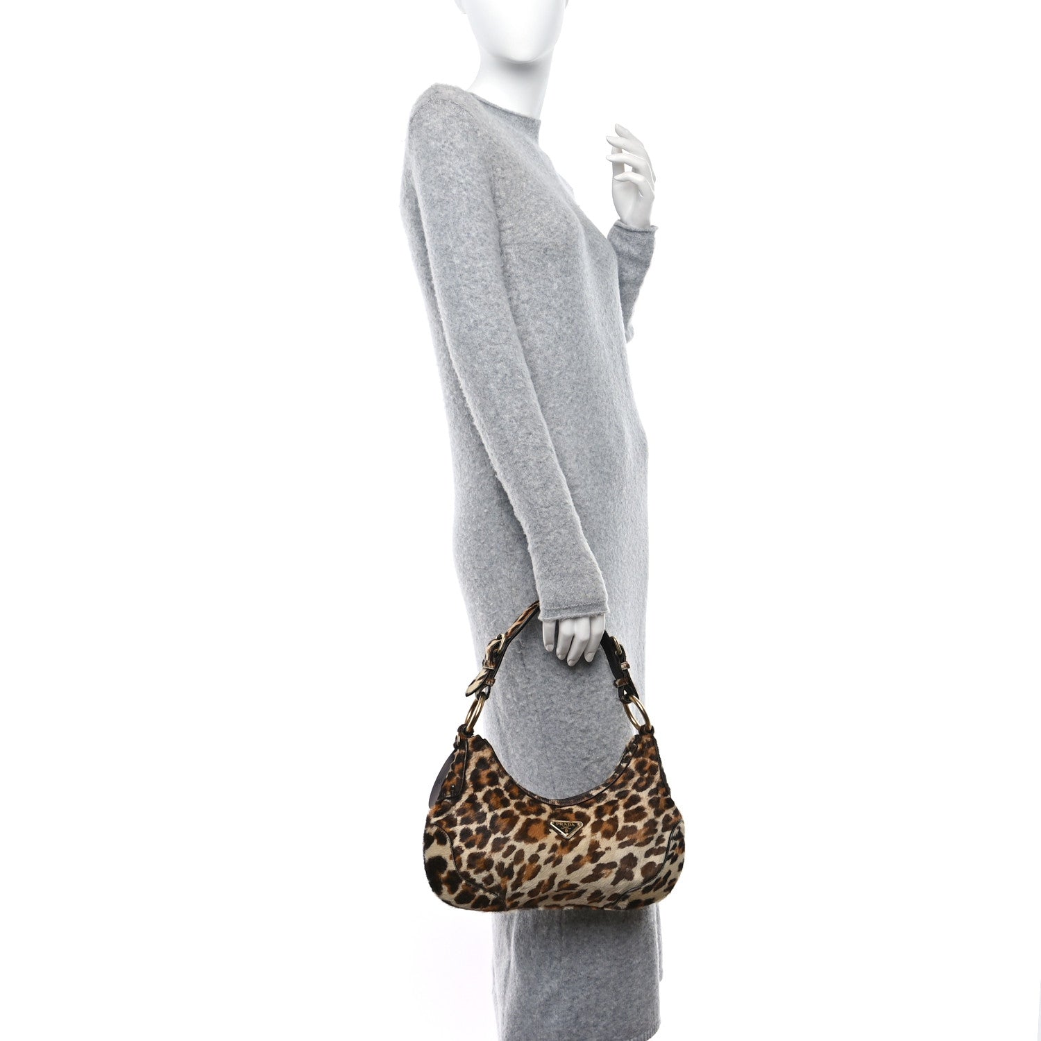 Prada Cavallino Leopard Print Shoulder Bag Avorio 2 of 8
