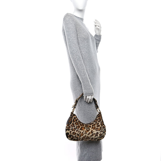 Cavallino Leopard Print Shoulder Bag Avorio