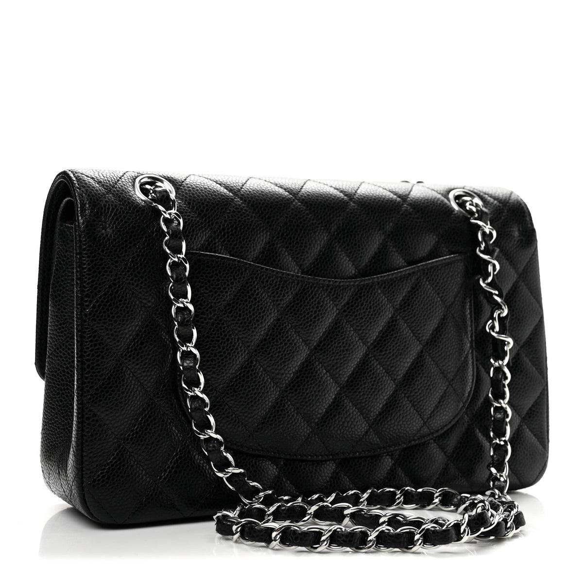 Caviar Quilted Medium Double Flap Black