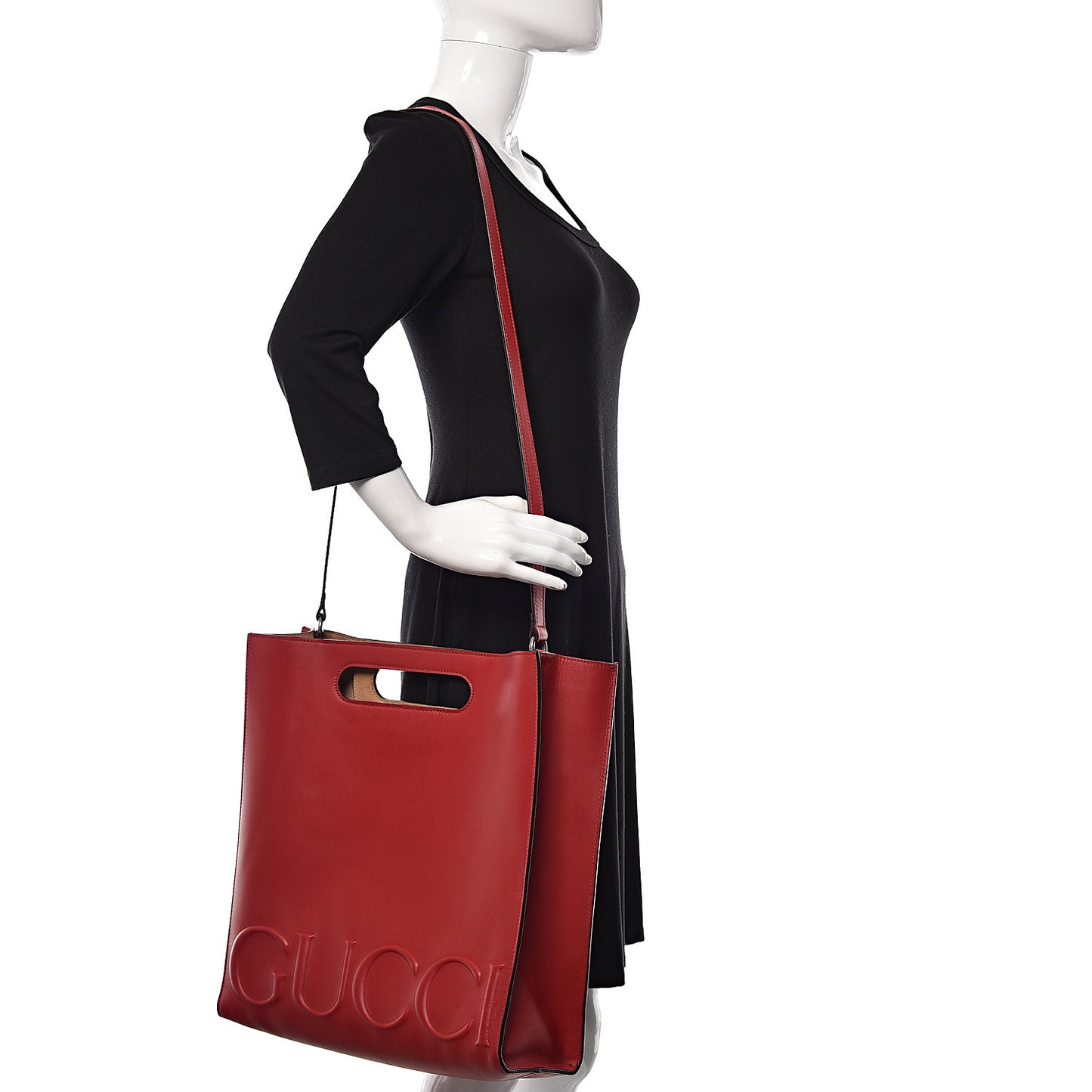 Calfskin Embossed Medium XL Tote Red