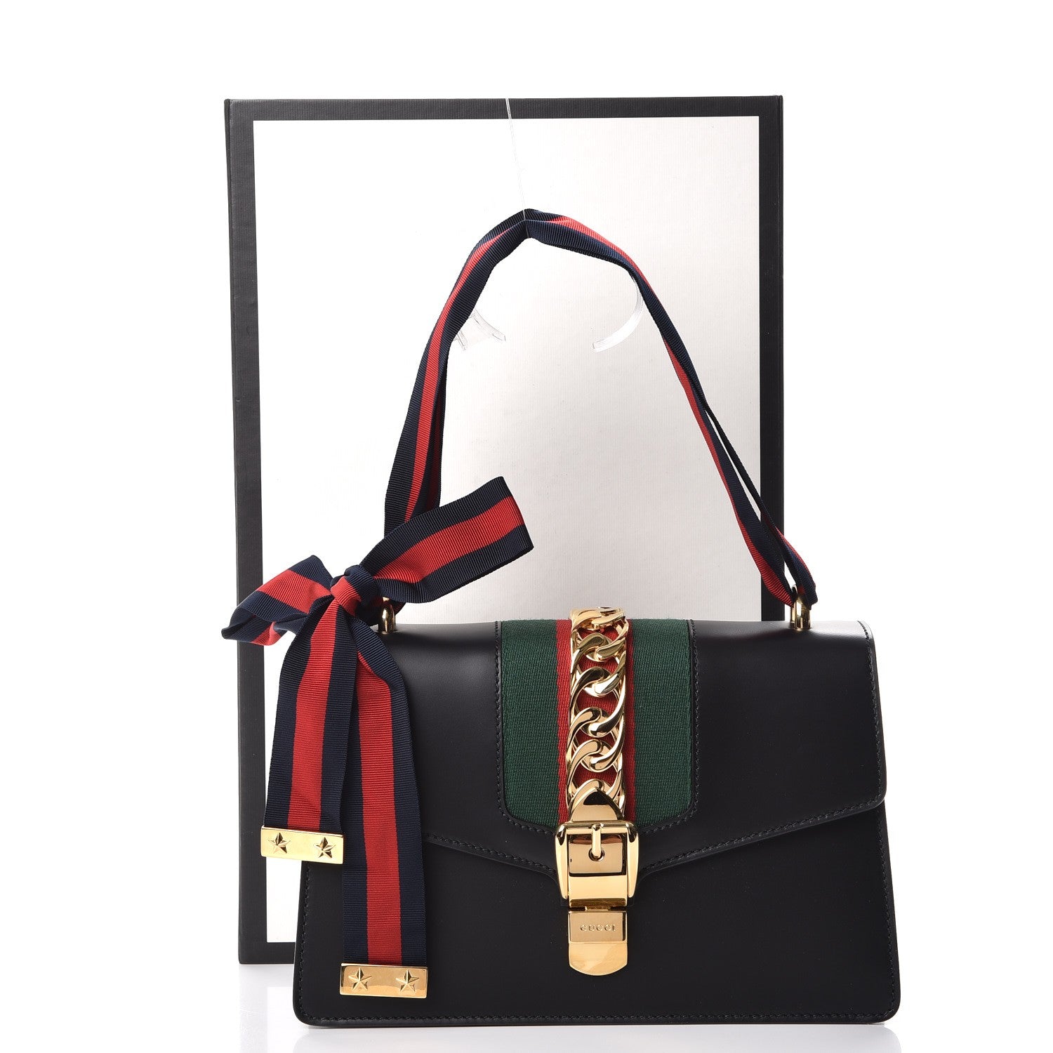 Gucci Calfskin Small Sylvie Shoulder Bag Black 9 of 9