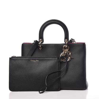 Christian Dior Bullcalf Medium Diorissimo Tote Black Rose Indien 4 of 15