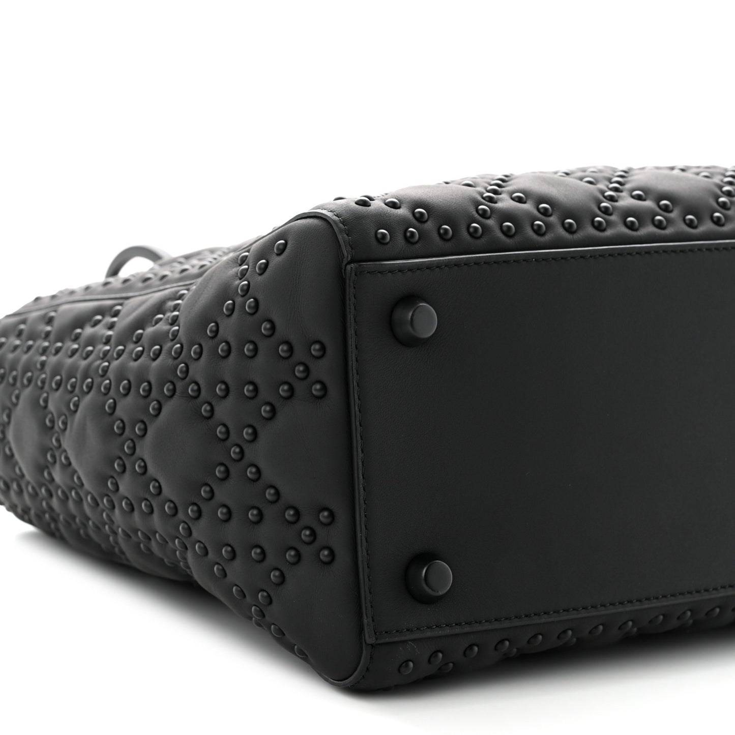 UItra Matte Calfskin Cannage Studded Medium Supple Lady Dior Black