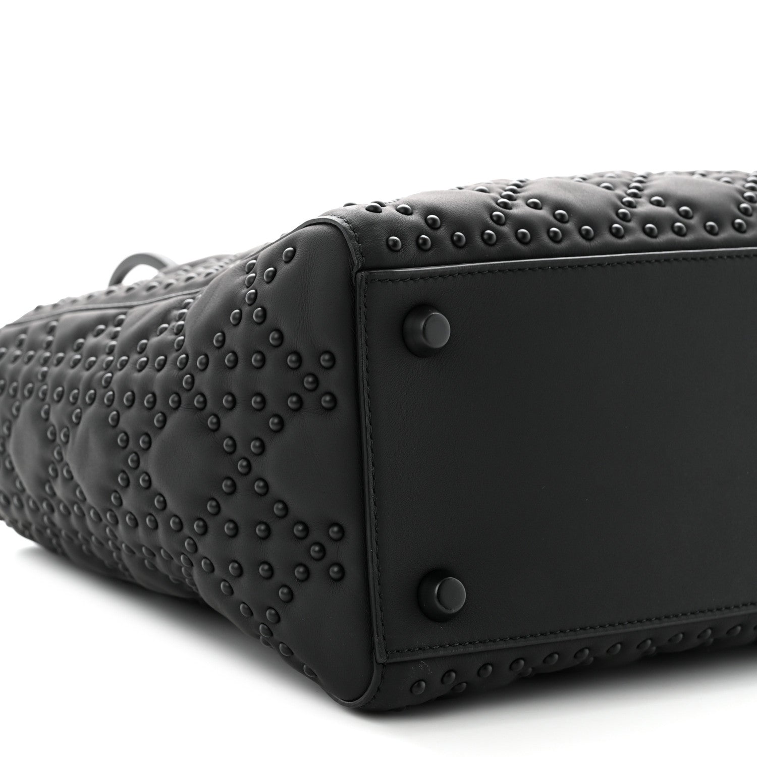 Christian Dior UItra Matte Calfskin Cannage Studded Medium Supple Lady Dior Black 9 of 10