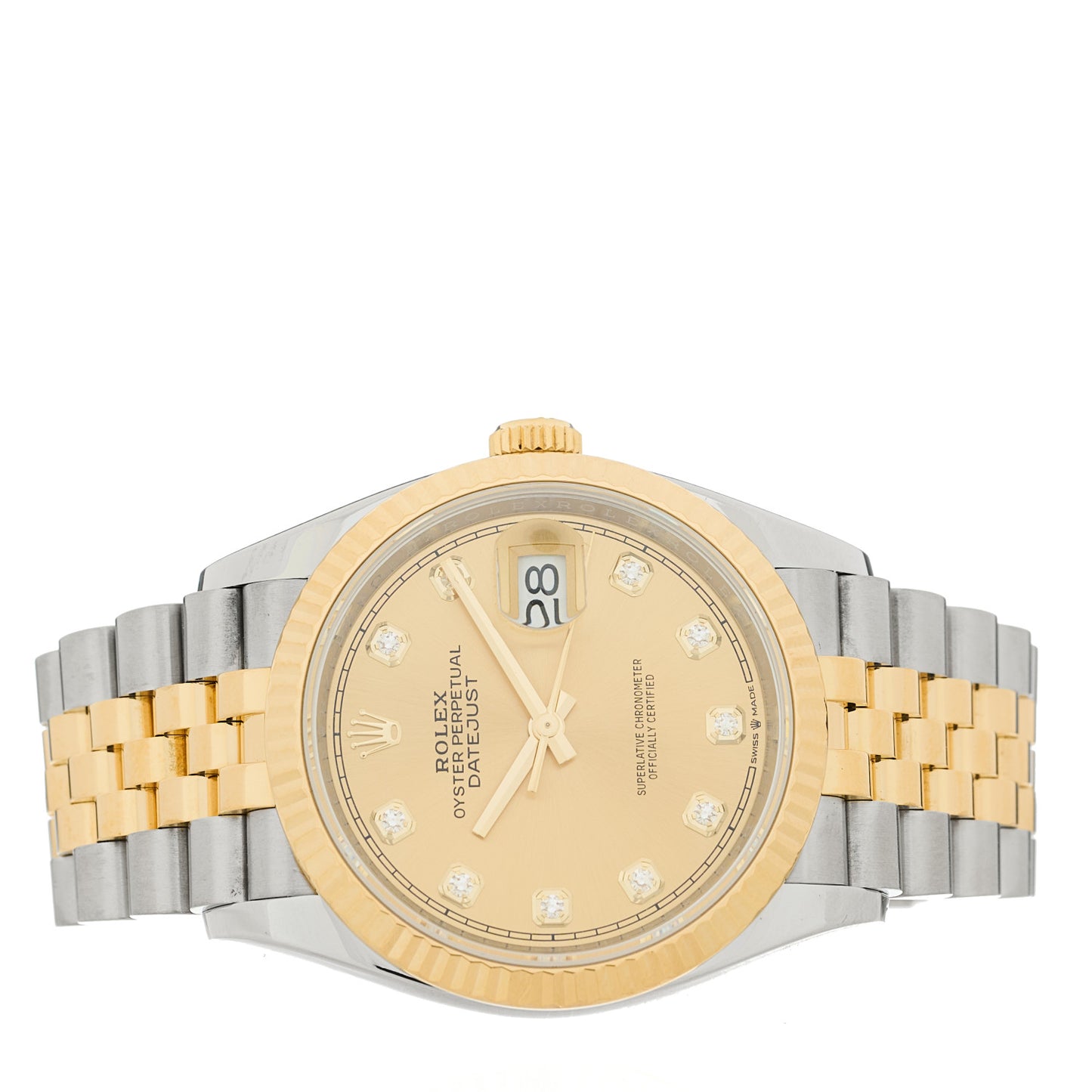 Stainless Steel 18K Yellow Gold Diamond 36mm Oyster Perpetual Datejust Watch Champagne 126233