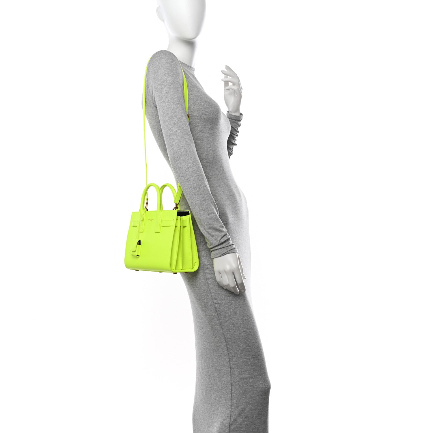 Saint Laurent Calfskin Nano Sac De Jour Neon Yellow 2 of 10