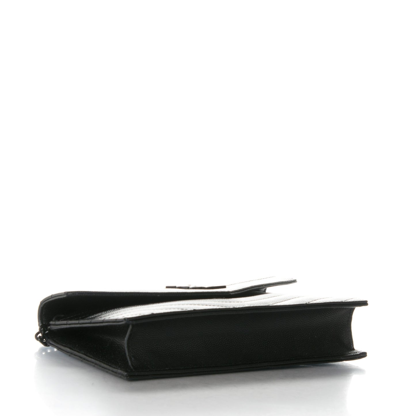 Grain De Poudre Matelasse Chevron Monogram Envelope Chain Wallet Black