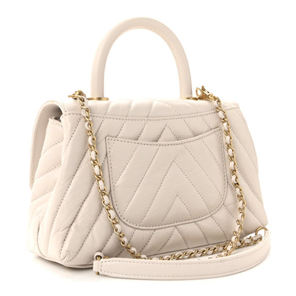 Chanel Calfskin Chevron Quilted Mini Coco Handle Flap Rose Pale 3 of 11